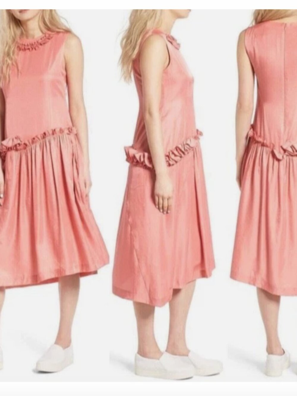 NWT $620 J‎ Koo Sleeveless Ruffle Dress in Pink Size M